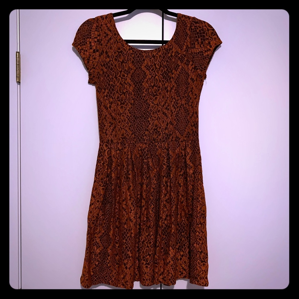 Aqua Copper Snake print skater dress